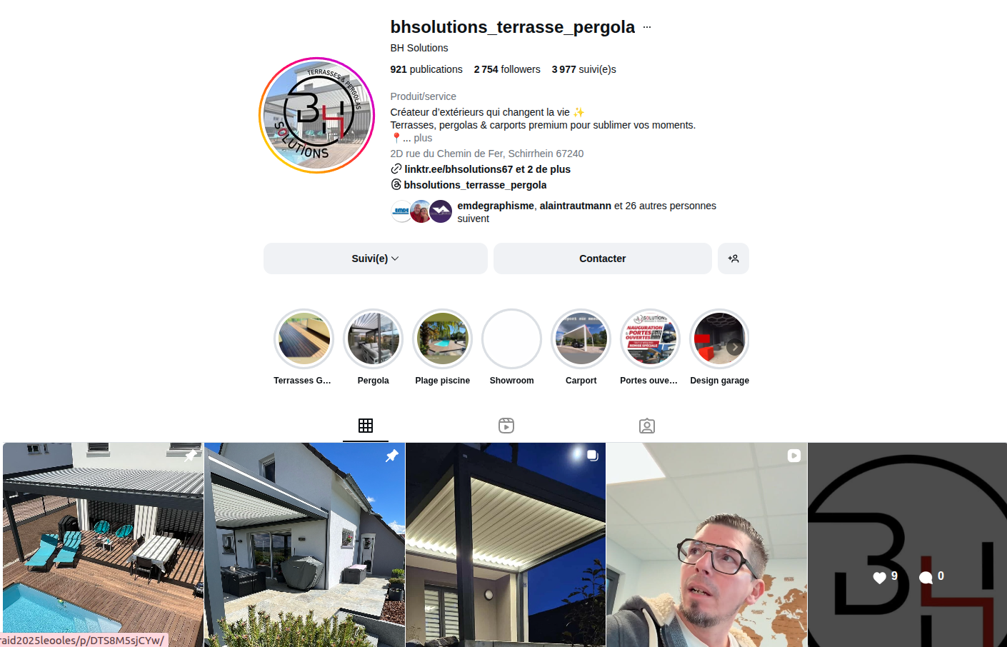 Compte instagram BH Solutions
